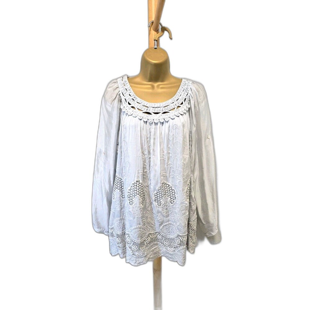 Tempo Paris Gray Sheer Tunic Top Women's Oversized Sm Silk Blend Lagenlook Italy